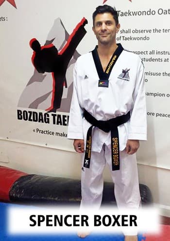 Spencer Boxer, adult black belt at Bozdag Taekwondo